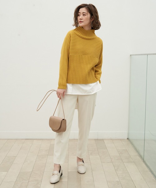 ROPE' PICNIC(ロペピクニック)の「【ドラマ着用】【静電気防止】リブ切替プルオーバー(ニット/セーター・レディース・オリーブ/キナリ/ブルー/ブラック/ピンク系その他2/マスタード/グリーン系その他・40/38)」の21枚目の写真