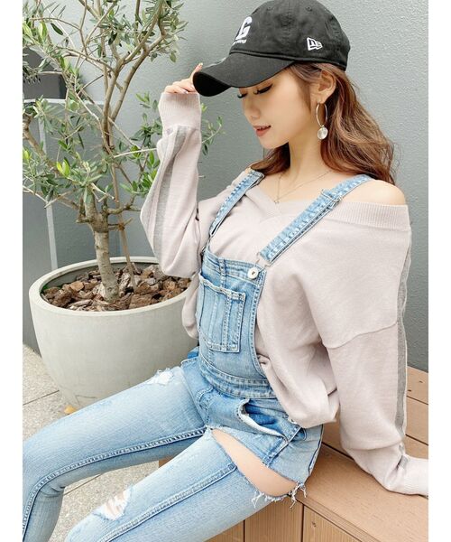 GYDA（ジェイダ）の「2linesVネックニットTOPS（ニット/セーター・レディース・ブラック/ベージュ/オフホワイト/ピンク・FREE）」の17枚目の写真