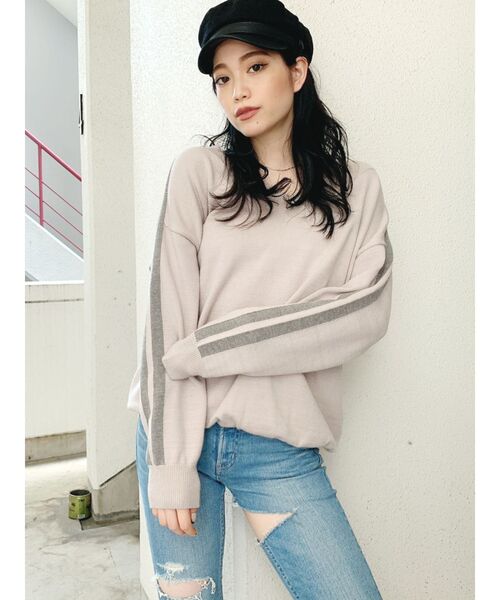 GYDA（ジェイダ）の「2linesVネックニットTOPS（ニット/セーター・レディース・ブラック/ベージュ/オフホワイト/ピンク・FREE）」の16枚目の写真