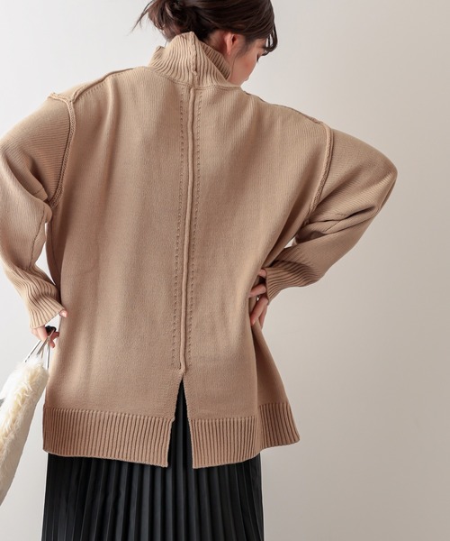 natural couture（ナチュラルクチュール）の「タートルバックスリットニットプルオーバー（ニット/セーター・レディース・アイボリー/ブラック/ライトベージュ/カーキ/ブラウン/ピンク・FREE）」の5枚目の写真