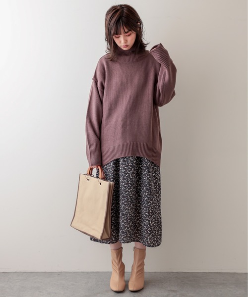 natural couture（ナチュラルクチュール）の「タートルバックスリットニットプルオーバー（ニット/セーター・レディース・アイボリー/ブラック/ライトベージュ/カーキ/ブラウン/ピンク・FREE）」の18枚目の写真