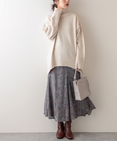 natural couture（ナチュラルクチュール）の「タートルバックスリットニットプルオーバー（ニット/セーター・レディース・アイボリー/ブラック/ライトベージュ/カーキ/ブラウン/ピンク・FREE）」の10枚目の写真