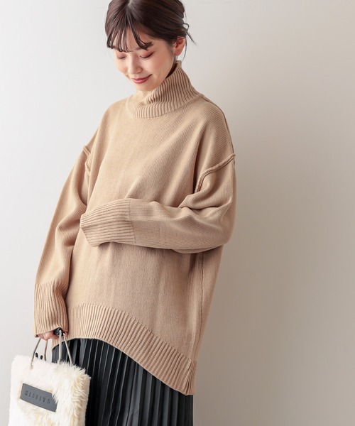 natural couture（ナチュラルクチュール）の「タートルバックスリットニットプルオーバー（ニット/セーター・レディース・アイボリー/ブラック/ライトベージュ/カーキ/ブラウン/ピンク・FREE）」の19枚目の写真