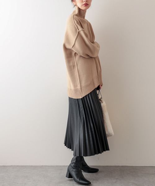 natural couture（ナチュラルクチュール）の「タートルバックスリットニットプルオーバー（ニット/セーター・レディース・アイボリー/ブラック/ライトベージュ/カーキ/ブラウン/ピンク・FREE）」の20枚目の写真