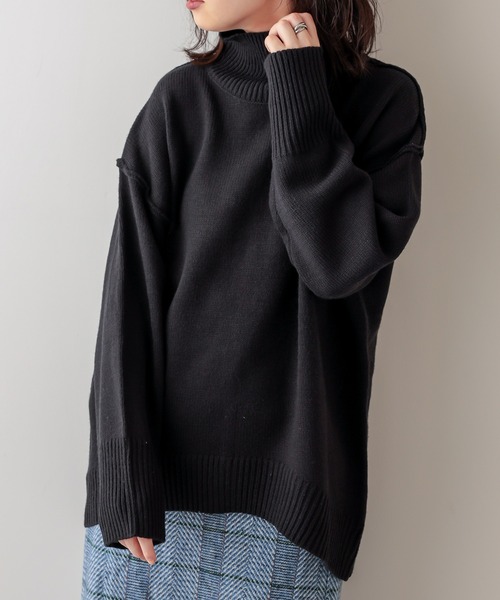 natural couture（ナチュラルクチュール）の「タートルバックスリットニットプルオーバー（ニット/セーター・レディース・アイボリー/ブラック/ライトベージュ/カーキ/ブラウン/ピンク・FREE）」の13枚目の写真