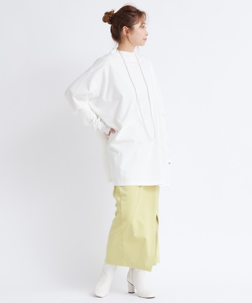 DouDou（ドゥドゥ）の「モックネックチュニックT（Tシャツ/カットソー・レディース・モカ/オフホワイト/ブラック/チャコールグレー・FREE）」の11枚目の写真