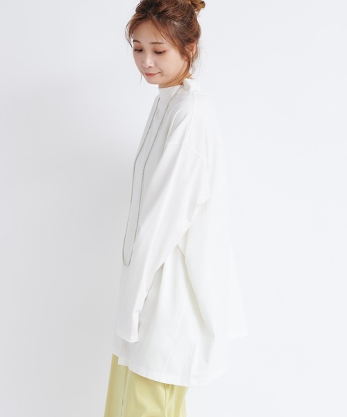 DouDou（ドゥドゥ）の「モックネックチュニックT（Tシャツ/カットソー・レディース・モカ/オフホワイト/ブラック/チャコールグレー・FREE）」の16枚目の写真