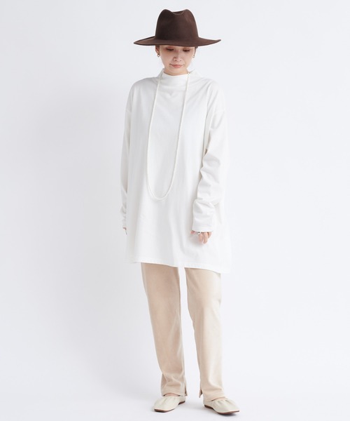 DouDou（ドゥドゥ）の「モックネックチュニックT（Tシャツ/カットソー・レディース・モカ/オフホワイト/ブラック/チャコールグレー・FREE）」の18枚目の写真