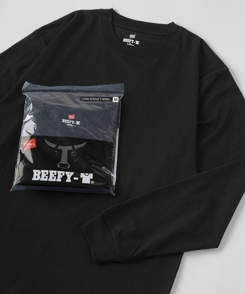 HANES（ヘインズ）の「【Hanes/ヘインズ】 BEEFY 1P ロングTシャツ（Tシャツ/カットソー・メンズ・ネイビー/グレー/ブラック/ホワイト・L/M/XL）」の3枚目の写真
