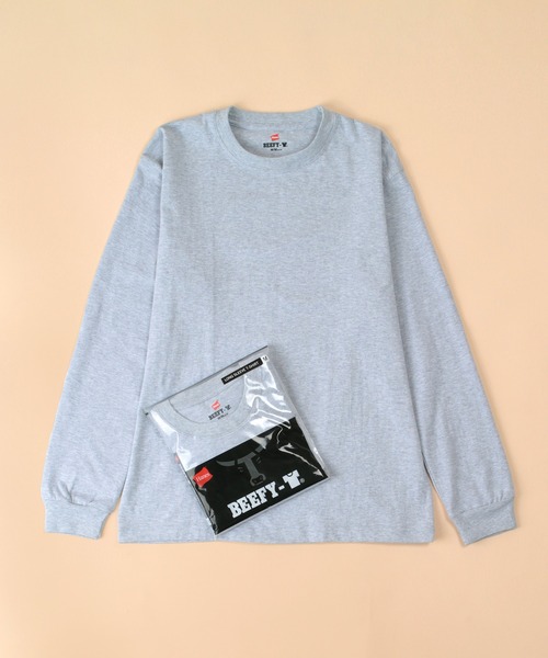 HANES（ヘインズ）の「【Hanes/ヘインズ】 BEEFY 1P ロングTシャツ（Tシャツ/カットソー・メンズ・ネイビー/グレー/ブラック/ホワイト・L/M/XL）」の13枚目の写真