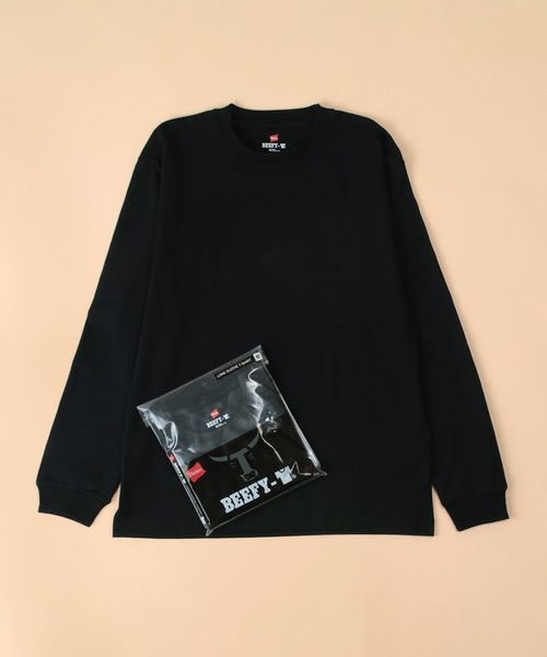 HANES（ヘインズ）の「【Hanes/ヘインズ】 BEEFY 1P ロングTシャツ（Tシャツ/カットソー・メンズ・ネイビー/グレー/ブラック/ホワイト・L/M/XL）」の12枚目の写真