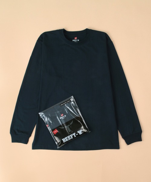 HANES（ヘインズ）の「【Hanes/ヘインズ】 BEEFY 1P ロングTシャツ（Tシャツ/カットソー・メンズ・ネイビー/グレー/ブラック/ホワイト・L/M/XL）」の14枚目の写真