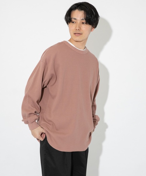 ITEMS URBANRESEARCH（アイテムズ アーバンリサーチ）の「ハニカムワッフルクルーネックカットソー（Tシャツ/カットソー・メンズ・ホワイト/ベージュ/ピンク・MEDIUM/LARGE）」の13枚目の写真