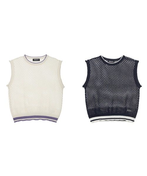 MOMC KITS(エムオーエムシーキッツ)の「『MOMC KITS/エムオーエムシーキッツ』KITS NET VEST/キッツ ネットベスト(ベスト・レディース・ベージュ/ネイビー・FREE)」の3枚目の写真