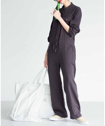リブ イン コンフォート 栞里ちゃんとつくった こなれカラーのコーヒーブラウン! ずっと着ていたくなるダブルガーゼつなぎ