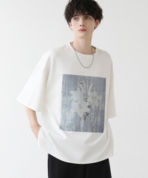 サイドスリットコットンポンチビッグシルエット5分袖ドレープカットソー
