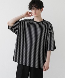 LILL | サイドスリットコットンポンチビッグシルエット5分袖ドレープカットソー(Tシャツ/カットソー)