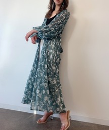 Rona flower シアープリーツガウン