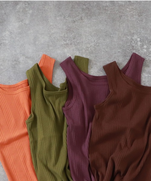 archives（アルシーヴ）の「スクエアーネックパイピングタンク（タンクトップ・レディース・ブラウン/オフホワイト/オレンジ/グリーン/パープル/イエロー/ブラック・MEDIUM）」の10枚目の写真