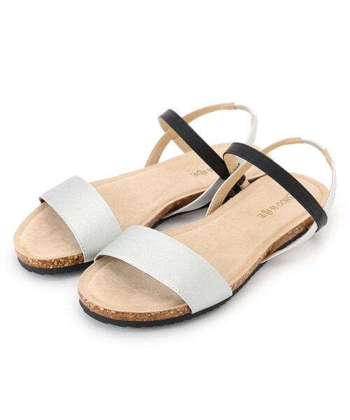 SHOO・LA・RUE(シューラルー)の「◆配色ストラップフラットサンダル(サンダル・レディース・ブラック系3/シルバー系4/ゴールド系4/ベージュ系その他2・25/35/45)」の1枚目の写真