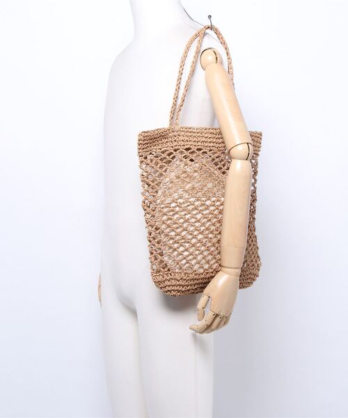 Right-on（ライトオン）の「【HONEYSUCKLE ROSE】手編みトートバッグ（トートバッグ・レディース・グリーン/パープル/ベージュ・ONE SIZE）」の4枚目の写真