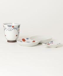 salle de bal（サルデバル）の「【 nyan de bal / ニャンデバル 】 福峰窯　シャボン猫コップ＆ミニプレート＆スプーンレスト  猫 にゃんこ キャット　KRT（食器）」