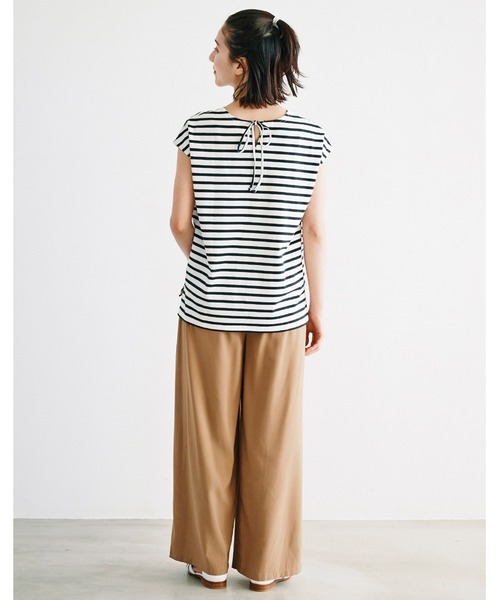 avecmoi（アヴェクモワ）の「【佐藤かなさんプロデュース】 アヴェクモワ　フレンチスリーブＴシャツ（Tシャツ/カットソー・レディース・ホワイト×ブラック/ピンク・MEDIUM/LARGE/X-LARGE/SMALL）」の6枚目の写真