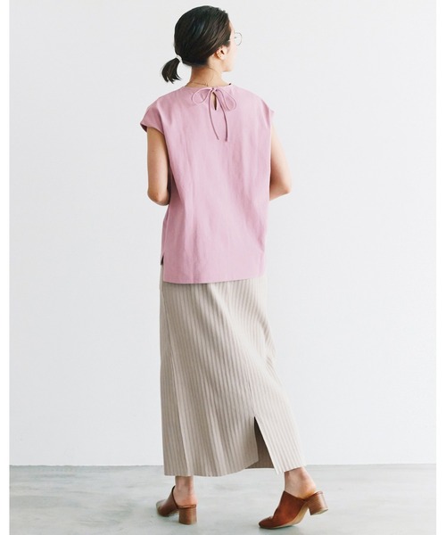 avecmoi（アヴェクモワ）の「【佐藤かなさんプロデュース】 アヴェクモワ　フレンチスリーブＴシャツ（Tシャツ/カットソー・レディース・ホワイト×ブラック/ピンク・MEDIUM/LARGE/X-LARGE/SMALL）」の10枚目の写真