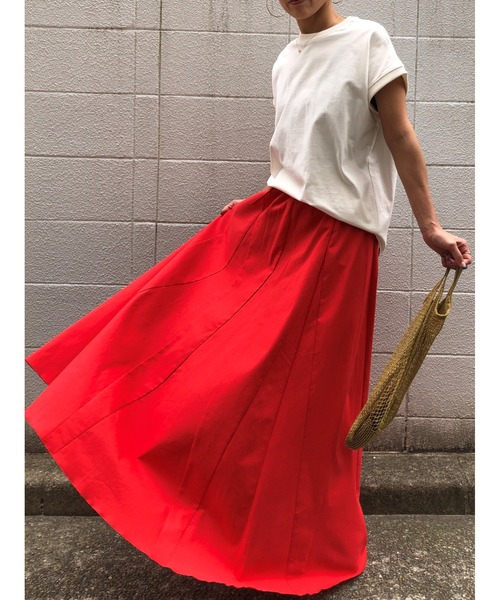 ulu（ウル）の「original linen frea long skirt（スカート・レディース・ネイビー/レッド・FREE）」の4枚目の写真