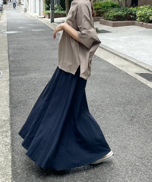 ulu（ウル）の「original linen frea long skirt（スカート・レディース・ネイビー/レッド・FREE）」の16枚目の写真