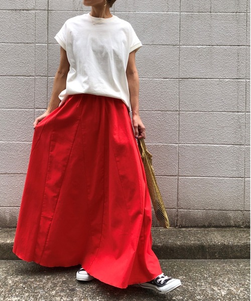 ulu（ウル）の「original linen frea long skirt（スカート・レディース・ネイビー/レッド・FREE）」の17枚目の写真