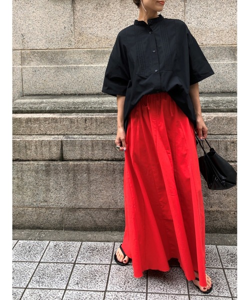 ulu（ウル）の「original linen frea long skirt（スカート・レディース・ネイビー/レッド・FREE）」の19枚目の写真