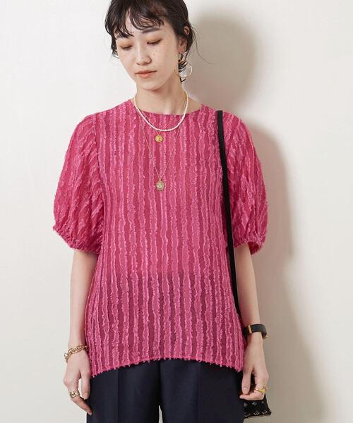 UNITED ARROWS（ユナイテッドアローズ）の「UBCMD STRP CUT/JQ ブラウス†◆（シャツ/ブラウス・レディース・ブラック/ピンク/マスタード・FREE）」の3枚目の写真