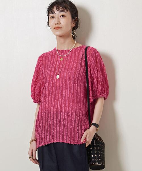 UNITED ARROWS（ユナイテッドアローズ）の「UBCMD STRP CUT/JQ ブラウス†◆（シャツ/ブラウス・レディース・ブラック/ピンク/マスタード・FREE）」の12枚目の写真