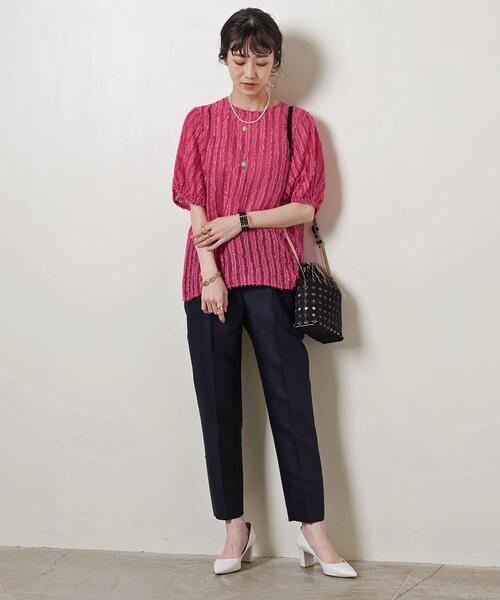 UNITED ARROWS（ユナイテッドアローズ）の「UBCMD STRP CUT/JQ ブラウス†◆（シャツ/ブラウス・レディース・ブラック/ピンク/マスタード・FREE）」の14枚目の写真