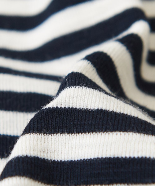 CUBE SUGAR（キューブシュガー）の「ショートスラブフライスボーダー長袖フリルスタンド衿（Tシャツ/カットソー・レディース・ブラック×ホワイト/グレー×ホワイト・M）」の16枚目の写真