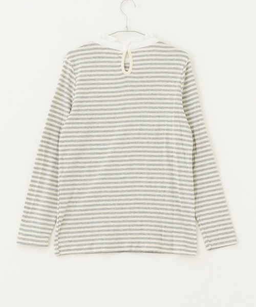 CUBE SUGAR（キューブシュガー）の「ショートスラブフライスボーダー長袖フリルスタンド衿（Tシャツ/カットソー・レディース・ブラック×ホワイト/グレー×ホワイト・M）」の20枚目の写真