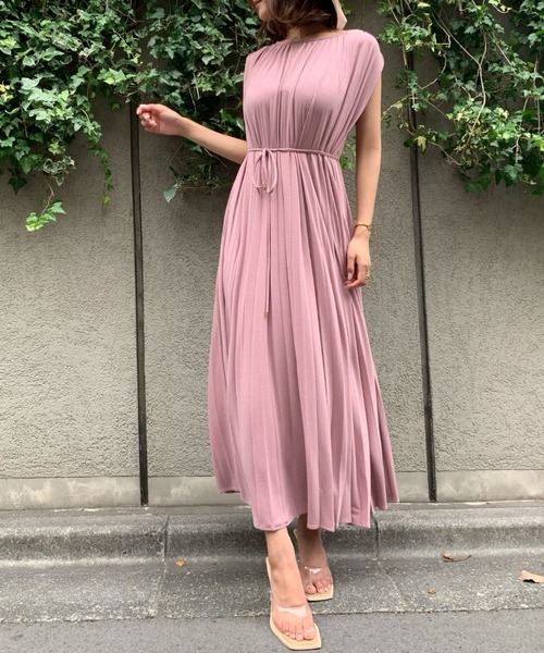 EIMY ISTOIRE(エイミーイストワール)の「バックオープンボリュームプリーツワンピース(ワンピース・レディース・ブラック/ネイビー/ピンク/アイボリー/ラベンダー/Moca/グリーン系その他2・SMALL/MEDIUM)」の12枚目の写真