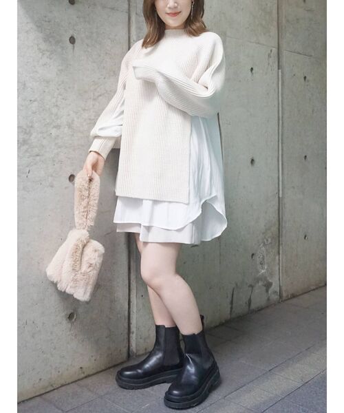 MERCURYDUO（マーキュリーデュオ）の「サイドゴアショートブーツ（ブーツ・レディース・ブラック/アイボリー・38/36）」の15枚目の写真