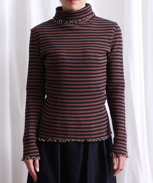 Lene(レネ)の「針抜きボーダー/タートルネックプルオーバー(ニット/セーター・レディース・ネイビー/ブラック・FREE)」の21枚目の写真