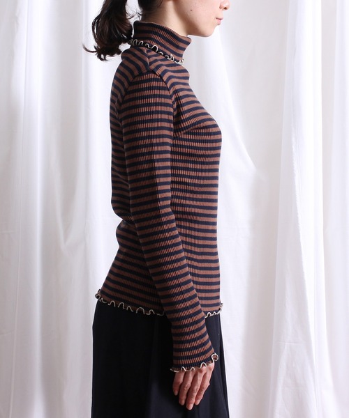 Lene(レネ)の「針抜きボーダー/タートルネックプルオーバー(ニット/セーター・レディース・ネイビー/ブラック・FREE)」の18枚目の写真