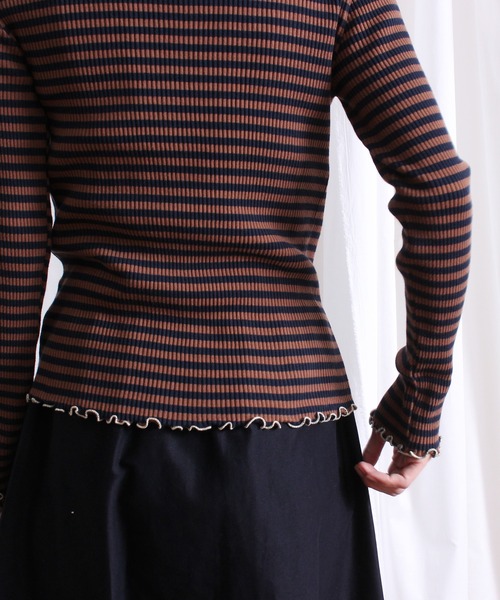 Lene(レネ)の「針抜きボーダー/タートルネックプルオーバー(ニット/セーター・レディース・ネイビー/ブラック・FREE)」の15枚目の写真