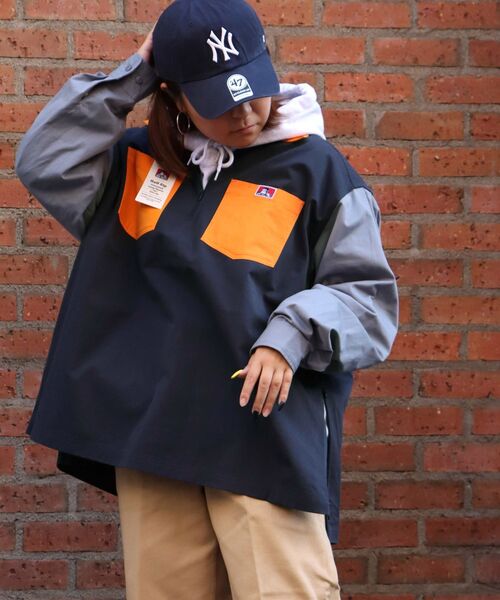 BEN DAVIS（ベンデイビス）の「【BEN DAVIS(ベンデイビス)】BIG HALF ZIP SHIRT/ ビッグ ハーフ ジップ シャツ（シャツ/ブラウス・メンズ・オレンジ/その他2/その他1/ネイビー/ベージュ/ブラック・MEDIUM/LARGE）」の6枚目の写真