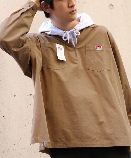 BEN DAVIS（ベンデイビス）の「【BEN DAVIS(ベンデイビス)】BIG HALF ZIP SHIRT/ ビッグ ハーフ ジップ シャツ（シャツ/ブラウス・メンズ・オレンジ/その他2/その他1/ネイビー/ベージュ/ブラック・MEDIUM/LARGE）」の2枚目の写真