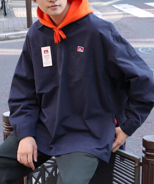 BEN DAVIS（ベンデイビス）の「【BEN DAVIS(ベンデイビス)】BIG HALF ZIP SHIRT/ ビッグ ハーフ ジップ シャツ（シャツ/ブラウス・メンズ・オレンジ/その他2/その他1/ネイビー/ベージュ/ブラック・MEDIUM/LARGE）」の3枚目の写真
