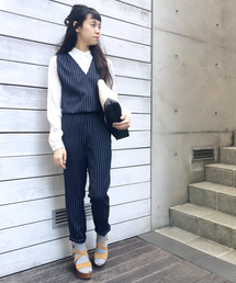 MILKFED. | LADY ALL in ONE　（セットアイテム/オールインワン/シャツ/無地/ストライプ）(つなぎ/オールインワン)