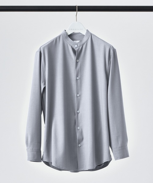 ABAHOUSE（アバハウス）の「【選べる】バンドカラー / レギュラーカラー ストライプシャツ（シャツ/ブラウス・メンズ・ホワイト/セージグリーン/ダークネイビー/ライトベージュ/ライトグレー/グレイッシュブルー/ブラウン/ブルー系その他/グレー系その他/ホワイト系その他/その他1/その他2・44/46/48）」の3枚目の写真