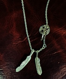 STUDIO T&Y×レアセル 希少フェザー 赤白ビーズ ネックレス rehacer（レアセル）の「STUDIO T&Y : 2 Feather Beads Necklace