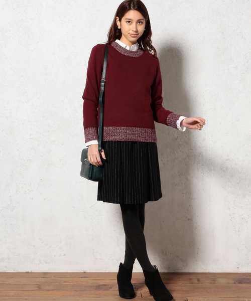 green label relaxing(グリーンレーベルリラクシング)の「GC SHETLAND ギャザーST スカート(スカート・レディース・グレー/ネイビー・38/40)」の7枚目の写真