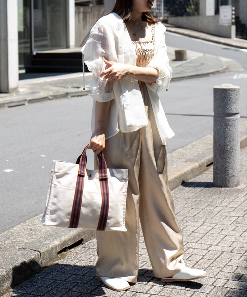 SETUP7(セットアップセブン)の「ストライプテープがアクセント♪【SETUP7】メゾンワイドテープ手提げトートバッグ(トートバッグ・レディース・ネイビー/ホワイト/ブラウン/ブラック/グレー/ホワイト系1/ホワイト系2・FREE)」の18枚目の写真